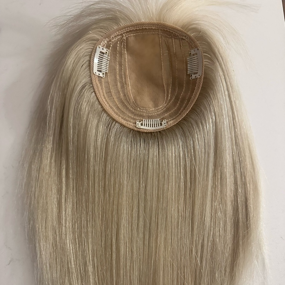 Human hair topper with bangs